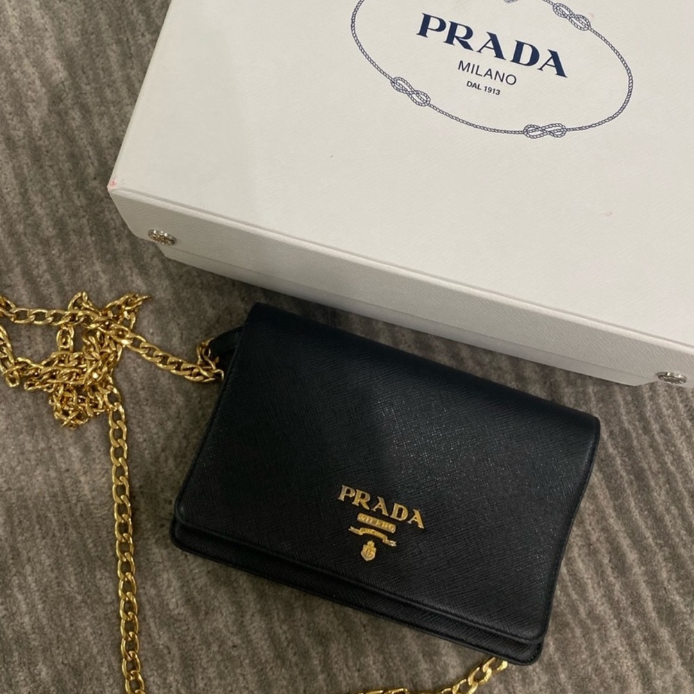 Prada Black Wallet on a Chain Bag!